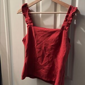 Porridge Rust Sleeveless Top with Ruffled Straps